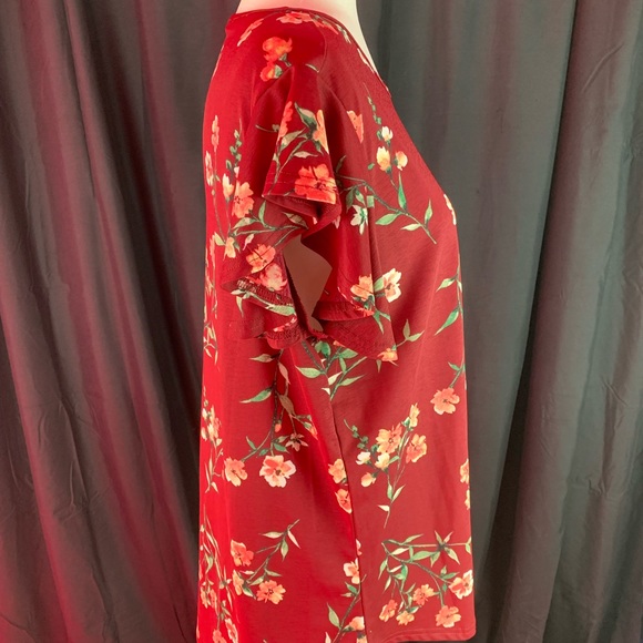 Maroon floral butterfly sleeve shirt XXL - Picture 8 of 8